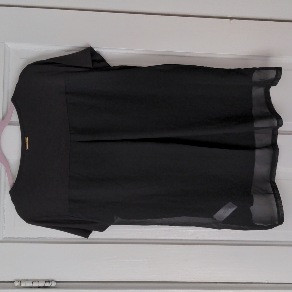 Black Mixed Media Short Sleeve Top (Never worn!) - Picture 4 of 6